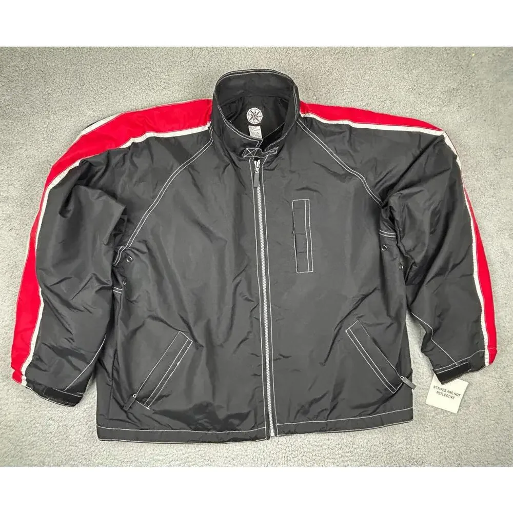 Marlboro Unlimited Full Zip Windbreaker Jacket Mens XXL Black Red Lined NWT - Picture 4 of 15